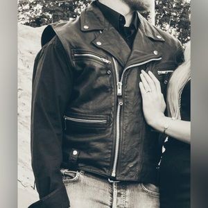 Wilsons Leather Black Biker Vest